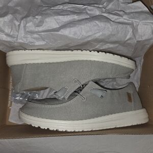 Hey Dude Gray and White Slip-On Loafers